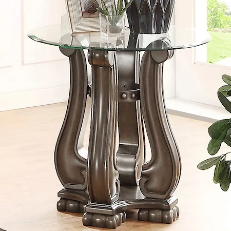 Traditional End Table with Glass Top